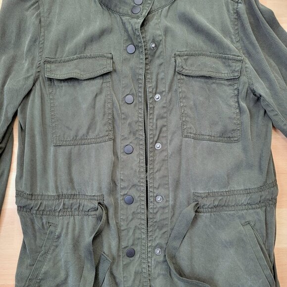 Loft Army Green Drawstring Utility Jacket Spring Casual Comfy | Size: XSmall - Picture 11 of 13